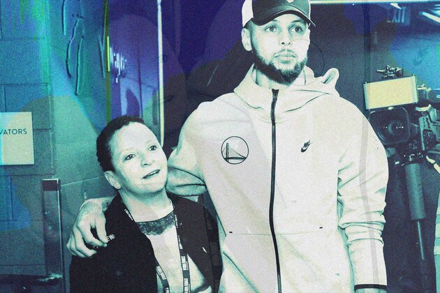 TORONTO, CANADA - JUNE 2: Stephen Curry #30 of the Golden State Warriors looks on alongside Chrysa Chin of NBPA after Game Two of the NBA Finals on June 2, 2019 at Scotiabank Arena in Toronto, Ontario, Canada. NOTE TO USER: User expressly acknowledges and agrees that, by downloading and/or using this photograph, user is consenting to the terms and conditions of the Getty Images License Agreement. Mandatory Copyright Notice: Copyright 2019 NBAE (Photo by Joe Murphy/NBAE via Getty Images)