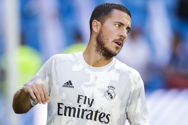 MADRID, SPAIN - OCTOBER 5: Eden Hazard of Real Madrid during the La Liga Santander  match between Real Madrid v Granada at the Santiago Bernabeu on October 5, 2019 in Madrid Spain (Photo by David S. Bustamante/Soccrates/Getty Images)