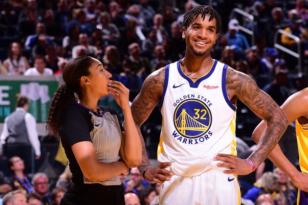 SAN FRANCISCO, CA - OCTOBER 5: Marquese Chriss #32 of the Golden State Warriors smiles during a game against the Los Angeles Lakers during a pre-season game on October 5, 2019 at Chase Center in San Francisco, California. NOTE TO USER: User expressly acknowledges and agrees that, by downloading and/or using this Photograph, user is consenting to the terms and conditions of the Getty Images License Agreement. Mandatory Copyright Notice: Copyright 2019 NBAE (Photo by Noah Graham/NBAE via Getty Images)