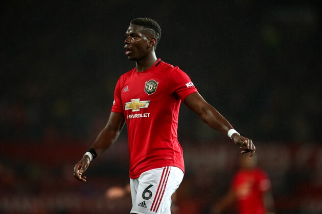 MANCHESTER, ENGLAND - SEPTEMBER 30: Paul Pogba of Manchester United during the Premier League match between Manchester United and Arsenal FC at Old Trafford on September 30, 2019 in Manchester, United Kingdom. (Photo by Robbie Jay Barratt - AMA/Getty Images)