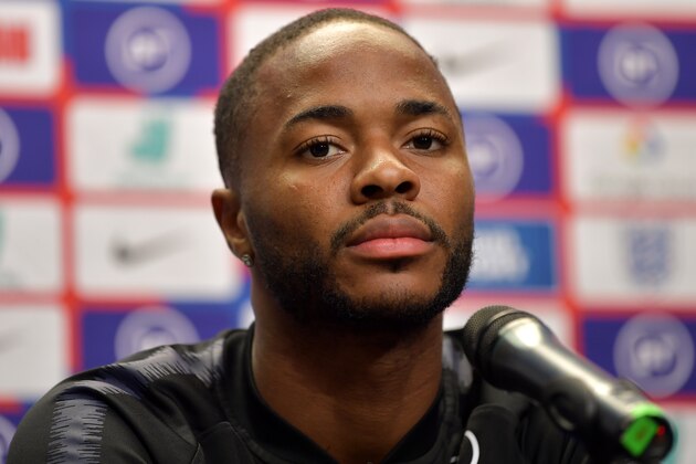 PRAGUE, CZECH REPUBLIC - OCTOBER 10: Raheem Sterling of England speaks during an England Press Conference at Sinobo Stadium ahead of the UEFA Euro 2020 qualifier between Czech Republic and England at Eden Arena on October 10, 2019 in Prague, Czech Republic. (Photo by Justin Setterfield/Getty Images)