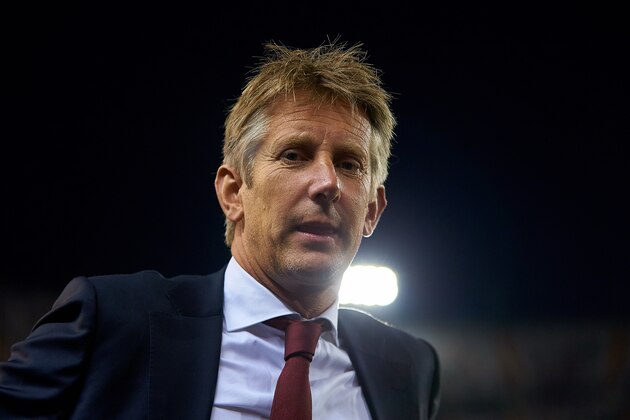 VALENCIA, SPAIN - OCTOBER 02: Former Ajax goalkeeper Edwin van der Sar looks on prior to the UEFA Champions League group H match between Valencia CF and AFC Ajax at Estadio Mestalla on October 2, 2019 in Valencia, Spain. (Photo by David Aliaga/MB Media/Getty Images)