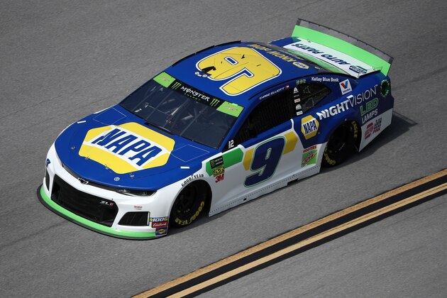 TALLADEGA, ALABAMA - OCTOBER 11: Chase Elliott, driver of the #9 NAPA Night Vision Chevrolet, during practice for the Monster Energy NASCAR Cup Series 1000Bulbs.com 500 at Talladega Superspeedway on October 11, 2019 in Talladega, Alabama. (Photo by Chris Graythen/Getty Images)
