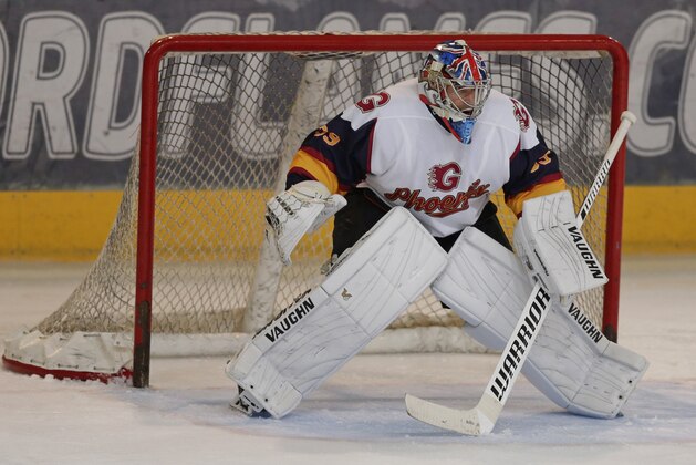 GUILDFORD, ENGLAND - OCTOBER 13: Petr Cech of Guildford Phoenix during the match between Guildford Phoenix and Swindon Wildcats on October 13, 2019 in Guildford, England. (Photo by Henry Browne/Getty Images)