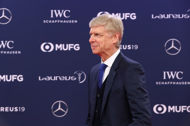 Former Arsenal football team manager Arsene Wenger poses on the red carpet before the 2019 Laureus World Sports Awards ceremony at the Sporting Monte-Carlo complex in Monaco on February 18, 2019. (Photo by Valery HACHE / AFP)        (Photo credit should read VALERY HACHE/AFP/Getty Images)