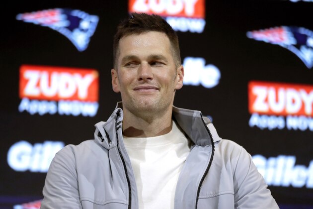 New England Patriots quarterback Tom Brady speaks to the media after an NFL football game against the New York Giants, Thursday, Oct. 10, 2019, in Foxborough, Mass. (AP Photo/Elise Amendola)