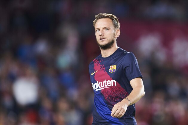 GRANADA, SPAIN - SEPTEMBER 21: Ivan Rakitic of FC Barcelona looks on during the warm up prior to the Liga match between Granada CF and FC Barcelona at Estadio Nuevo Los Carmenes on September 21, 2019 in Granada, Spain. (Photo by Aitor Alcalde/Getty Images)