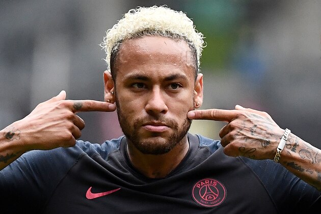 TOPSHOT - Paris Saint-Germain's Brazilian forward Neymar reacts at the end of the French Trophy of Champions football match between Paris Saint-Germain (PSG) and Rennes (SRFC) at the Shenzhen Universiade stadium on August 3, 2019. - Representatives of FC Barcelona went on August 13, 2019 to France to discuss with those of Paris of a possible return to Barça of the Brazilian star Neymar without the file changing significantly. (Photo by FRANCK FIFE / AFP)        (Photo credit should read FRANCK FIFE/AFP/Getty Images)