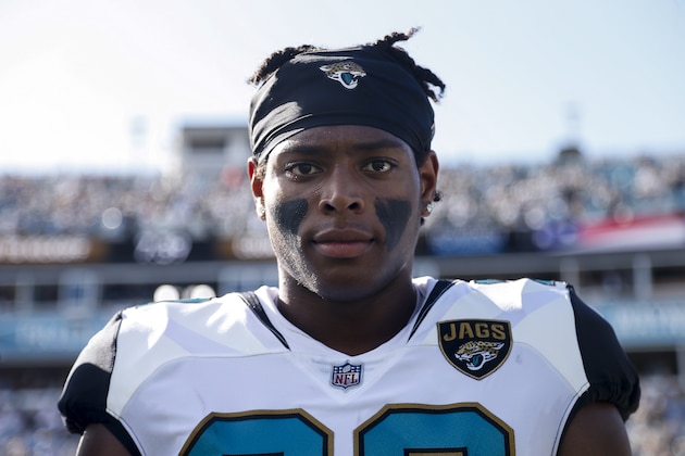 JACKSONVILLE, FL - OCTOBER 15: Cornerback Jalen Ramsey #20 of the Jacksonville Jaguars during the National Anthem before the game against the Los Angeles Rams at EverBank Field on October 15, 2017 in Jacksonville, Florida. The Rams defeated the Jaguars 27 to 17. (Photo by Don Juan Moore/Getty Images)
