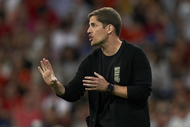 MADRID, SPAIN - JUNE 10:  Roberto Moreno, Coach of Spain giving instructions during the UEFA Euro 2020 qualifier match between Spain and Sweden at Bernabeu on June 10, 2019 in Madrid, Spain. (Photo by Quality Sport Images/Getty Images)