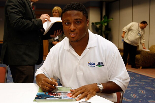 TAMPA, FL - JANUARY 26:  Running back Warrick Dunn of the Tampa Bay Buccaneers participates at the VISA