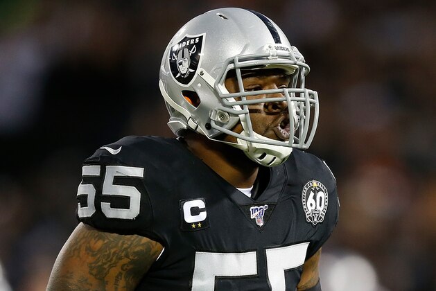 OAKLAND, CALIFORNIA - SEPTEMBER 09: Vontaze Burfict #55 of the Oakland Raiders reacts after making a tackle in the first half of the game against the Denver Broncos at RingCentral Coliseum on September 09, 2019 in Oakland, California. (Photo by Lachlan Cunningham/Getty Images)