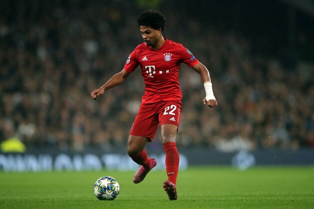 LONDON, ENGLAND - OCTOBER 01: Serge Gnabry of Bayern Munich during the UEFA Champions League group B match between Tottenham Hotspur and Bayern Muenchen at Tottenham Hotspur Stadium on October 1, 2019 in London, United Kingdom. (Photo by Marc Atkins/Getty Images)
