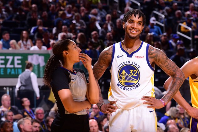 SAN FRANCISCO, CA - OCTOBER 5: Marquese Chriss #32 of the Golden State Warriors smiles during a game against the Los Angeles Lakers during a pre-season game on October 5, 2019 at Chase Center in San Francisco, California. NOTE TO USER: User expressly acknowledges and agrees that, by downloading and/or using this Photograph, user is consenting to the terms and conditions of the Getty Images License Agreement. Mandatory Copyright Notice: Copyright 2019 NBAE (Photo by Noah Graham/NBAE via Getty Images)