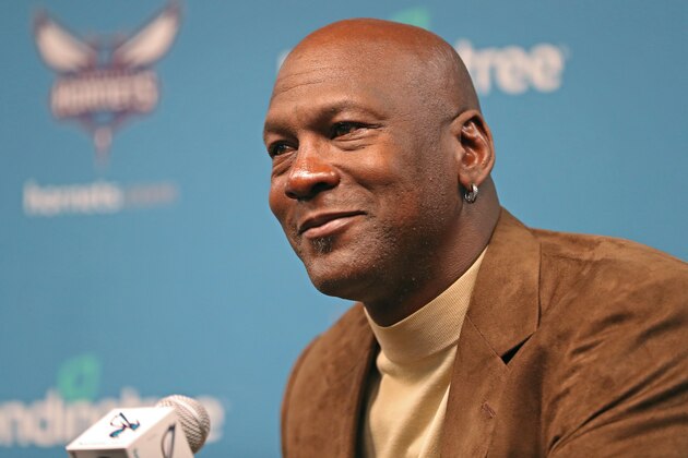 CHARLOTTE, NC- FEBRUARY 12: Owner of the Charlotte Hornets, Michael Jordan, hosts a press conference for media before NBA All-Star Weekend at the Spectrum Center in Charlotte, North Carolina on February 12, 2019. NOTE TO USER: User expressly acknowledges and agrees that, by downloading and or using this photograph, User is consenting to the terms and conditions of the Getty Images License Agreement. Mandatory Copyright Notice: Copyright 2019 NBAE (Photo by Kent Smith/NBAE via Getty Images)