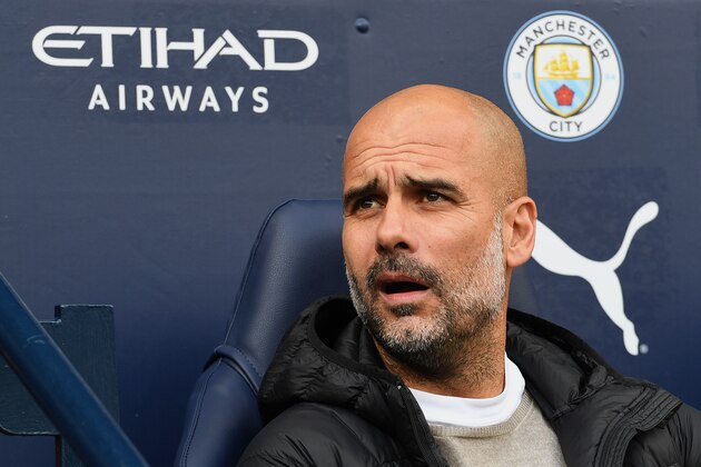 MANCHESTER, ENGLAND - OCTOBER 06: Pep Guardiola the head coach / manager of Manchester City during the Premier League match between Manchester City and Wolverhampton Wanderers at Etihad Stadium on October 6, 2019 in Manchester, United Kingdom. (Photo by Sam Bagnall - AMA/Getty Images)