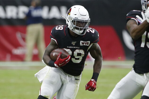 Arizona Cardinals running back Chase Edmonds (29) during an NFL football game against the Atlanta Falcons, Sunday, Oct. 13, 2019, in Glendale, Ariz. (AP Photo/Rick Scuteri)