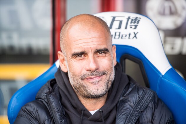 LONDON, ENGLAND - OCTOBER 19: Manager Pep Guardiola of Manchester City looks on during the Premier League match between Crystal Palace and Manchester City at Selhurst Park on October 19, 2019 in London, United Kingdom. (Photo by Sebastian Frej/MB Media/Getty Images)