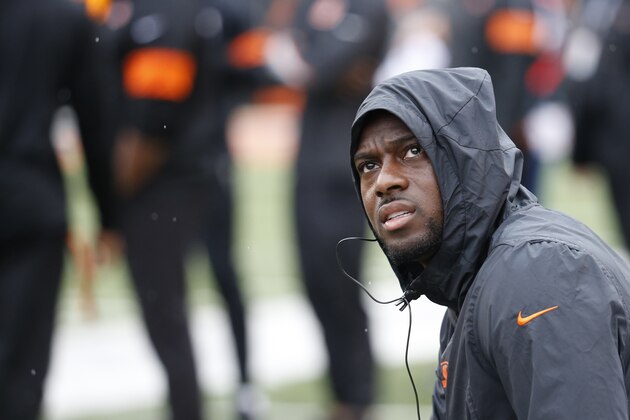 Cincinnati Bengals wide receiver A.J. Green sits on the bench in the second half of an NFL football game against the Arizona Cardinals, Sunday, Oct. 6, 2019, in Cincinnati. (AP Photo/Frank Victores)