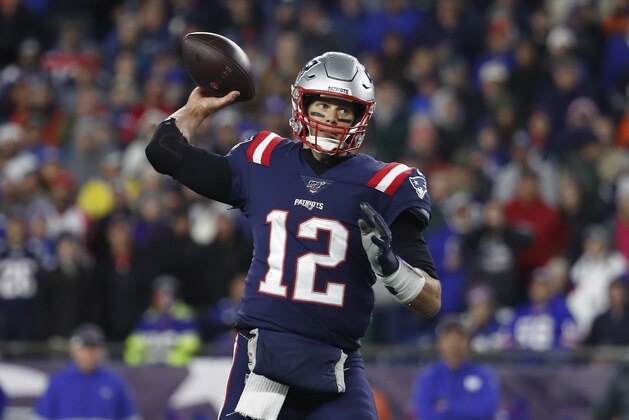 New England Patriots quarterback Tom Brady passes against the New York Giants during an NFL football game, Thursday, Oct. 10, 2019 in Foxborough, Mass. (Winslow Townson/AP Images for Panini)