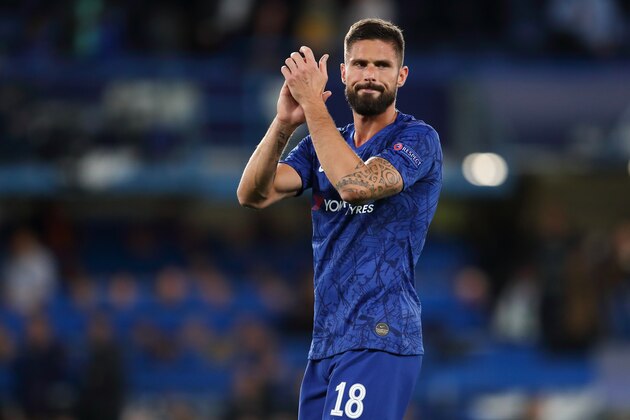 LONDON, ENGLAND - SEPTEMBER 17: A dejected Olivier Giroud of Chelsea at full time of the UEFA Champions League group H match between Chelsea FC and Valencia CF at Stamford Bridge on September 17, 2019 in London, United Kingdom. (Photo by James Williamson - AMA/Getty Images)