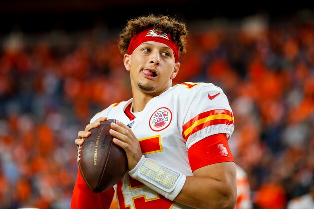 DENVER, CO - OCTOBER 17:  Quarterback Patrick Mahomes #15 of the Kansas City Chiefs throws a pass before a game against the Denver Broncos at Empower Field at Mile High on October 17, 2019 in Denver, Colorado. (Photo by Justin Edmonds/Getty Images)