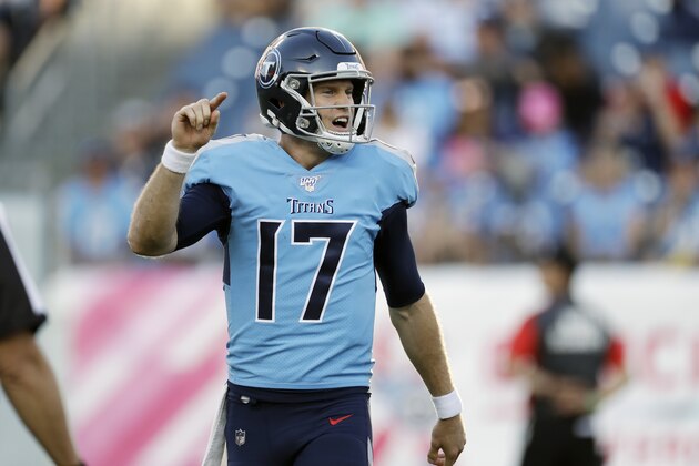 Tennessee Titans quarterback Ryan Tannehill plays against the Los Angeles Chargers in the second half of an NFL football game Sunday, Oct. 20, 2019, in Nashville, Tenn. (AP Photo/James Kenney)