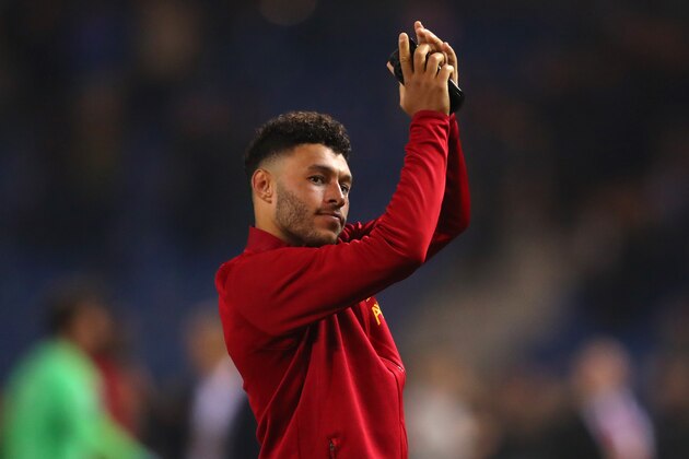 GENK, BELGIUM - OCTOBER 23: Alex Oxlade-Chamberlain of Liverpool applauds fans after the UEFA Champions League group E match between KRC Genk and Liverpool FC at Luminus Arena on October 23, 2019 in Genk, Belgium. (Photo by Catherine Ivill/Getty Images)