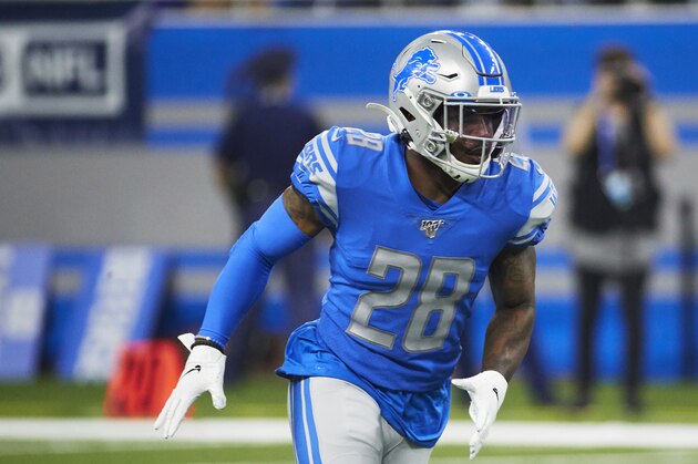 Detroit Lions defensive back Quandre Diggs (28) in action against the Los Angeles Chargers during an NFL football game, Sunday, Sept. 15, 2019, in Detroit. (AP Photo/Rick Osentoski)