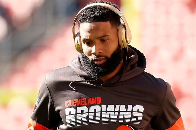 CLEVELAND, OH - OCTOBER 13:  Odell Beckham Jr. #13 of the Cleveland Browns warms up prior to the start of the game against the Seattle Seahawks at FirstEnergy Stadium on October 13, 2019 in Cleveland, Ohio. Seattle defeated Cleveland 32-28. (Photo by Kirk Irwin/Getty Images)