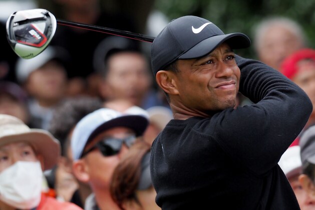 Tiger Woods of the US tees off at the 6th hole during the first round of the Zozo Championship golf tournament at the Narashino Country Club in Inzai, Chiba prefecture on October 24, 2019. (Photo by Toshifumi KITAMURA / AFP) (Photo by TOSHIFUMI KITAMURA/AFP via Getty Images)