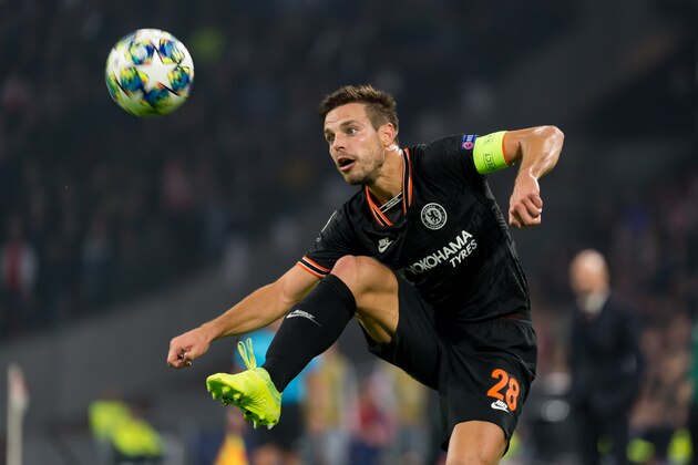 AMSTERDAM, NETHERLANDS - OCTOBER 23: Cesar Azpilicueta of FC Chelsea controls the ball during the UEFA Champions League group H match between AFC Ajax and Chelsea FC at Amsterdam Arena on October 23, 2019 in Amsterdam, Netherlands. (Photo by TF-Images/Getty Images)