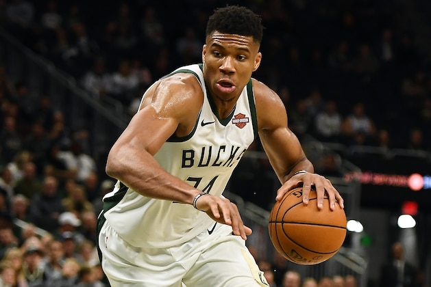 MILWAUKEE, WISCONSIN - OCTOBER 17:  Giannis Antetokounmpo #34 of the Milwaukee Bucks handles the ball during a game against the Minnesota Timberwolves at Fiserv Forum on October 17, 2019 in Milwaukee, Wisconsin. NOTE TO USER: User expressly acknowledges and agrees that, by downloading and or using this photograph, User is consenting to the terms and conditions of the Getty Images License Agreement.  (Photo by Stacy Revere/Getty Images)