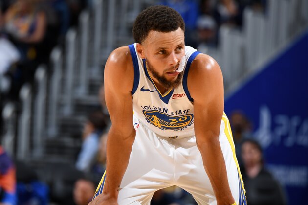 SAN FRANCISCO, CA - OCTOBER 24: Stephen Curry #30 of the Golden State Warriors looks on during a game against the LA Clippers on October 24, 2019 at Chase Center in San Francisco, California. NOTE TO USER: User expressly acknowledges and agrees that, by downloading and/or using this Photograph, user is consenting to the terms and conditions of the Getty Images License Agreement. Mandatory Copyright Notice: Copyright 2019 NBAE (Photo by Andrew D. Bernstein/NBAE via Getty Images)