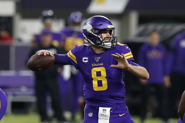 Minnesota Vikings quarterback Kirk Cousins throws a pass during the first half of an NFL football game against the Washington Redskins, Thursday, Oct. 24, 2019, in Minneapolis. (AP Photo/Jim Mone)