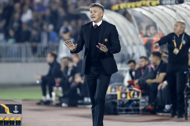 BELGRADE, SERBIA - OCTOBER 24: manager Ole Gunnar Solskjaer of Manchester United reacts during the UEFA Europa League group L match between Partizan and Manchester United at Partizan Stadium on October 24, 2019 in Belgrade, Serbia. (Photo by Srdjan Stevanovic/Getty Images)
