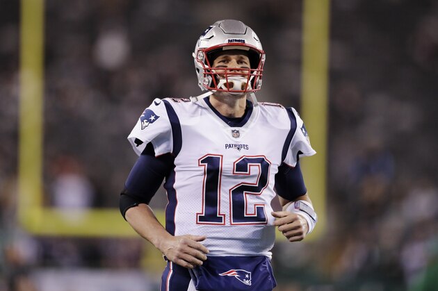 Tom Brady warms up before an NFL football game Monday, Oct. 21, 2019, in East Rutherford, N.J. (AP Photo/Adam Hunger) Tom Brady warms up before an NFL football game Monday, Oct. 21, 2019, in East Rutherford, N.J. (AP Photo/Adam Hunger)