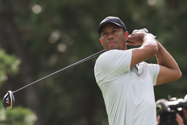 Tiger Woods of the US tees off at the the 11th hole during the second round of the PGA Zozo Championship golf tournament at the Narashino Country Club in Inzai, Chiba prefecture on October 26, 2019. (Photo by Toshifumi KITAMURA / AFP) (Photo by TOSHIFUMI KITAMURA/AFP via Getty Images)