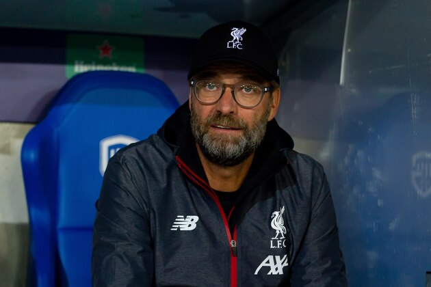 GENK, BELGIUM - OCTOBER 23: head coach Juergen Klopp of FC Liverpool looks on prior to the UEFA Champions League group E match between KRC Genk and Liverpool FC at Luminus Arena on October 23, 2019 in Genk, Belgium. (Photo by TF-Images/Getty Images)