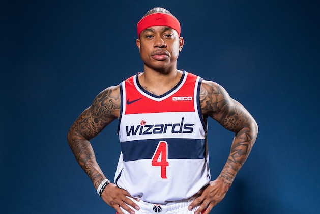 WASHINGTON, DC - SEPTEMBER 30: Isaiah Thomas #4 of the Washington Wizards poses for a portrait during media day on September 30, 2019 at the Washington Wizards Practice Facility in Washington, DC. NOTE TO USER: User expressly acknowledges and agrees that, by downloading and/or using this photograph, user is consenting to the terms and conditions of the Getty Images License Agreement. Mandatory Copyright Notice: Copyright 2019 NBAE (Photo by Stephen Gosling/NBAE via Getty Images)