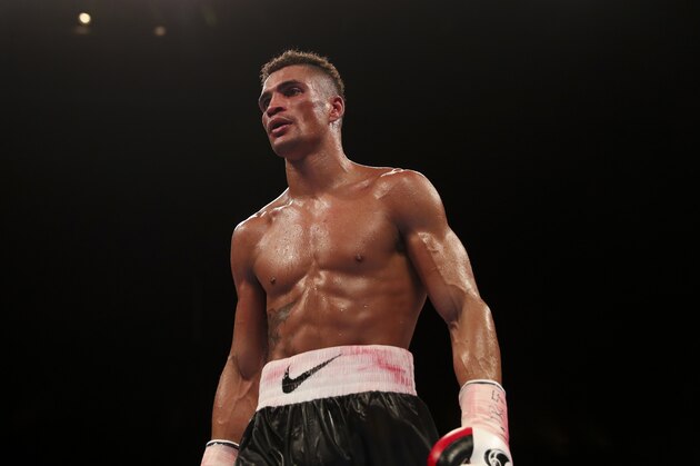 BIRMINGHAM, ENGLAND - OCTOBER 22: Craig Cunningham Of England and Anthony Ogogo Of England during their WBC International Middleweight title fight at Barclaycard Arena on October 22, 2016 in Birmingham, England. (Photo by Mark Robinson/Getty Images)