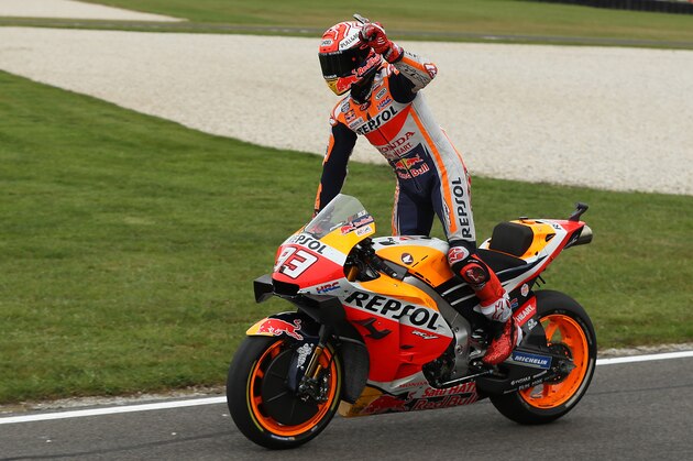 PHILLIP ISLAND, AUSTRALIA - OCTOBER 27: Marc Marquez of Spain and rider of the #93 Repsol Honda Team Honda celebrates after he won the 2019 MotoGP of Australia at Phillip Island Grand Prix Circuit on October 27, 2019 in Phillip Island, Australia. (Photo by Robert Cianflone/Getty Images)