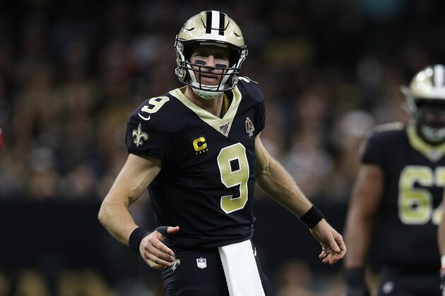 NEW ORLEANS, LOUISIANA - OCTOBER 27: Drew Brees #9 of the New Orleans Saints reacts after a play against the Arizona Cardinals during their NFL game at Mercedes Benz Superdome on October 27, 2019 in New Orleans, Louisiana. (Photo by Chris Graythen/Getty Images)
