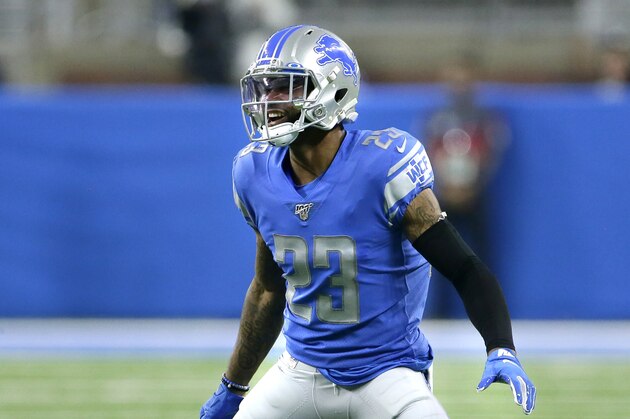 Detroit Lions cornerback Darius Slay (23) during the first half of an NFL football game against the Los Angeles Chargers in Detroit, Sunday, Sept. 15, 2019. (AP Photo/Duane Burleson)