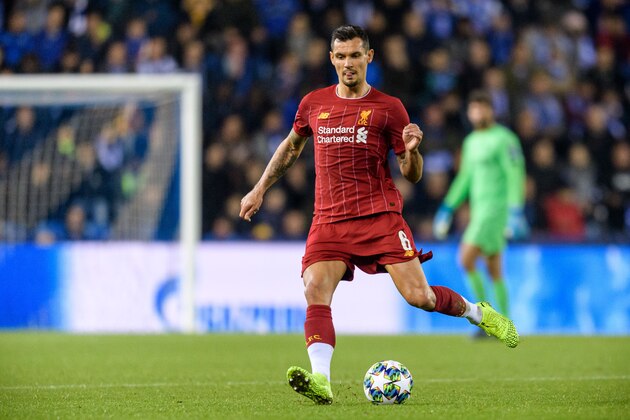 GENK, BELGIUM - OCTOBER 23: Dejan Lovren of Liverpool controls the ball during the UEFA Champions League group E match between KRC Genk and Liverpool FC at Luminus Arena on October 23, 2019 in Genk, Belgium. (Photo by Jörg Schüler/Getty Images)