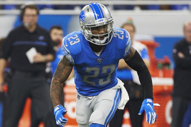 Detroit Lions cornerback Darius Slay (23) in action against the Seattle Seahawks during an NFL football game at Ford Field in Detroit, Sunday, Oct. 28, 2018. (AP Photo/Rick Osentoski)