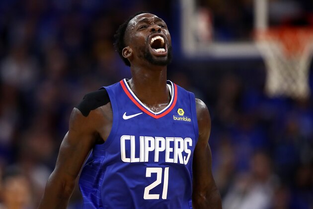 SAN FRANCISCO, CALIFORNIA - OCTOBER 24:   Patrick Beverley #21 of the LA Clippers reacts during their game against the Golden State Warriors at Chase Center on October 24, 2019 in San Francisco, California.  NOTE TO USER: User expressly acknowledges and agrees that, by downloading and or using this photograph, User is consenting to the terms and conditions of the Getty Images License Agreement. (Photo by Ezra Shaw/Getty Images)