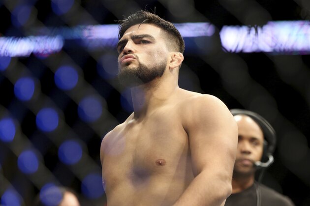 Kelvin Gastelum is seen before his mixed martial arts bout at UFC on Fox 25, Saturday, July 22, 2017, in New York. Weidman won via 3rd round submission. (AP Photo/Steve Luciano)