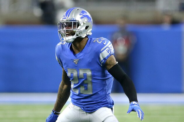 Detroit Lions cornerback Darius Slay (23) during the first half of an NFL football game against the Los Angeles Chargers in Detroit, Sunday, Sept. 15, 2019. (AP Photo/Duane Burleson)