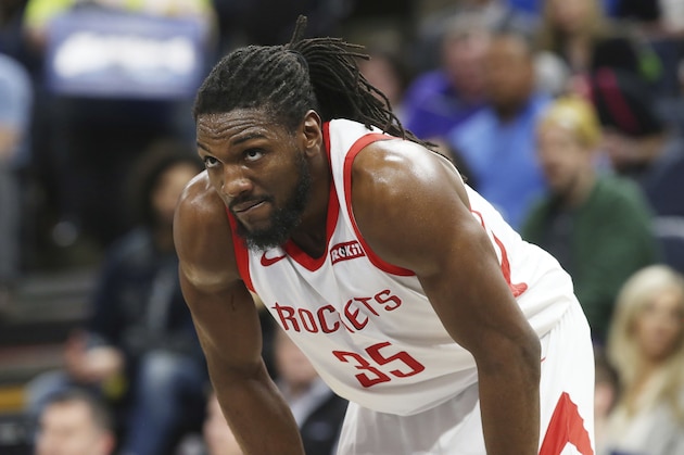 Houston Rockets' Kenneth Faried plays against the Minnesota Timberwolves in an NBA basketball game Wednesday, Feb. 13, 2019, in Minneapolis. (AP Photo/Jim Mone)